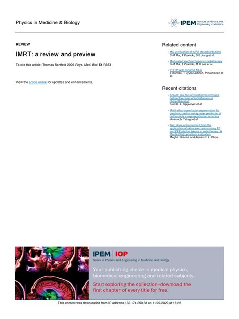 IMRT: a review and preview - IOPscience