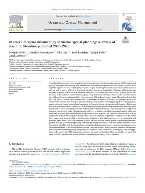 In search of social sustainability in marine spatial planning: A review ... - raincitystudios.com