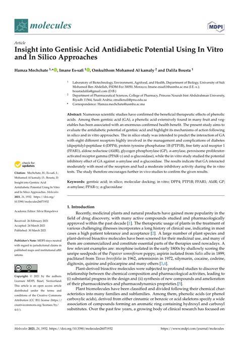 In vitro and in silico synergistic antidiabetic effectiveness of ... - raincitystudios.com