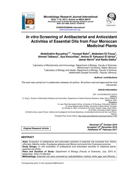 In vitro antioxidant and antibacterial activities of essentials oils ... - wintechmobiles.com