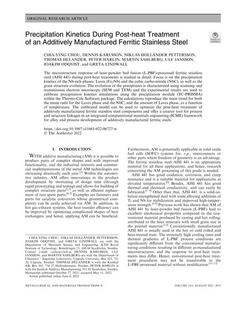 In-Situ Determination of Precipitation Kinetics During Heat Treatment ... - wintechmobiles.com