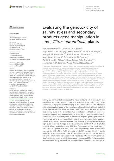 Increased Drought and Salinity Tolerance in Citrus aurantifolia ... - raincitystudios.com