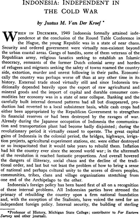 Indonesia: Independent in the Cold War - JSTOR - wintechmobiles.com