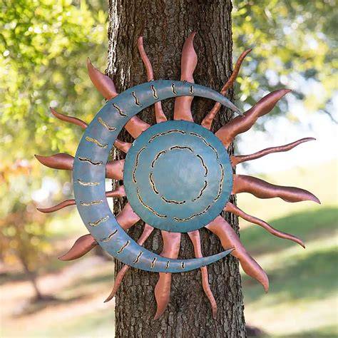 Indoor and Outdoor Recycled Metal Celestial and Sun Wall Art Sculpture ... - raincitystudios.com