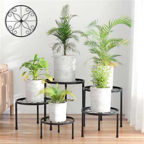 Indoor Plant Stands for Multiple Pots in Black and Metal Styles - raincitystudios.com