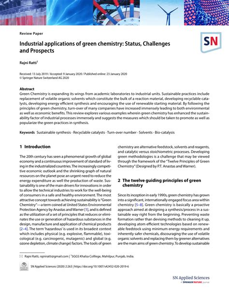 Industrial applications of green chemistry: Status ... - Springer - wintechmobiles.com