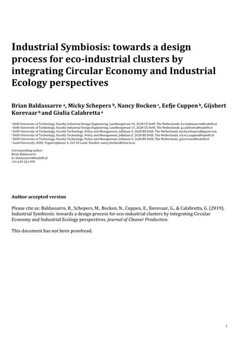 Industrial Symbiosis: towards a design process for eco-industrial ... - wintechmobiles.com