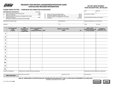 INF 1119, Request for Driver License/Identification Card …