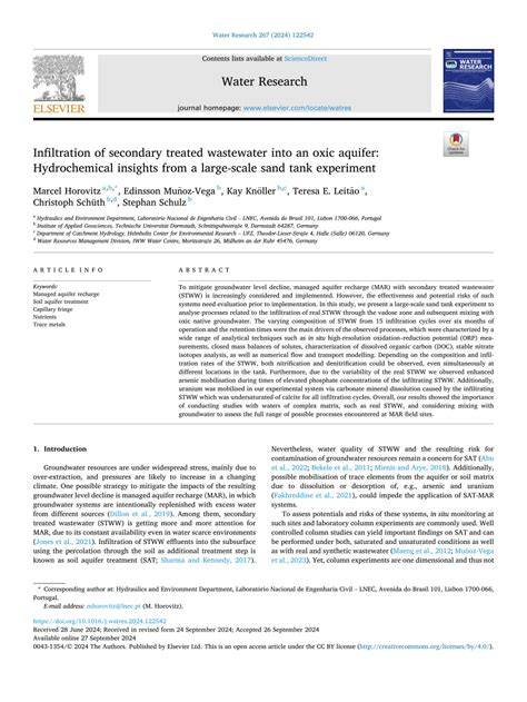 Infiltration of secondary treated wastewater into an oxic aquifer ... - raincitystudios.com