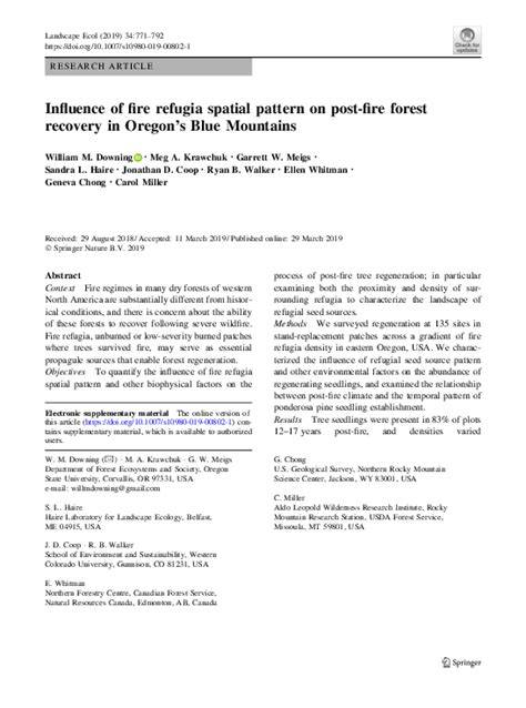Influence of fire refugia spatial pattern on post-fire forest recovery ... - raincitystudios.com