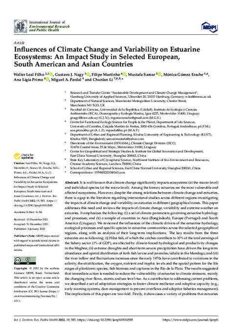 Influences of Climate Change and Variability on Estuarine Ecosystems ... - raincitystudios.com