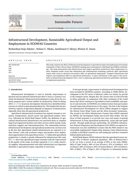 Infrastructural Development, Sustainable Agricultural Output and ... - wintechmobiles.com