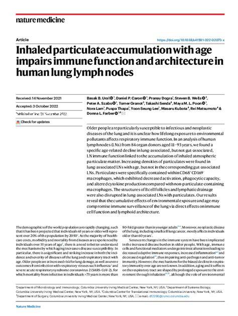 Inhaled particulate accumulation with age impairs immune ... - Nature - raincitystudios.com