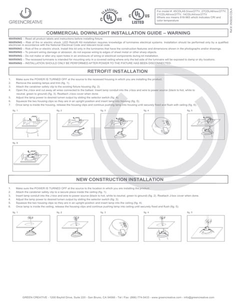 INNOFIT DOWNLIGHT INSTALLATION GUIDE – WARNING