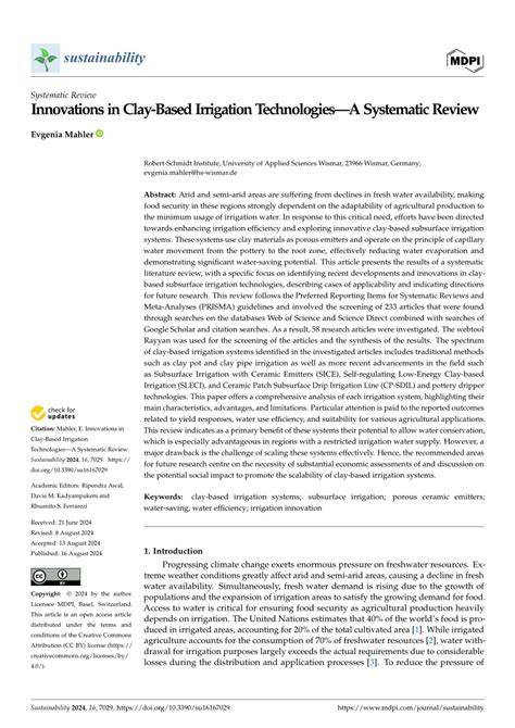 Innovations in Clay-Based Irrigation Technologies A Systematic Review - raincitystudios.com