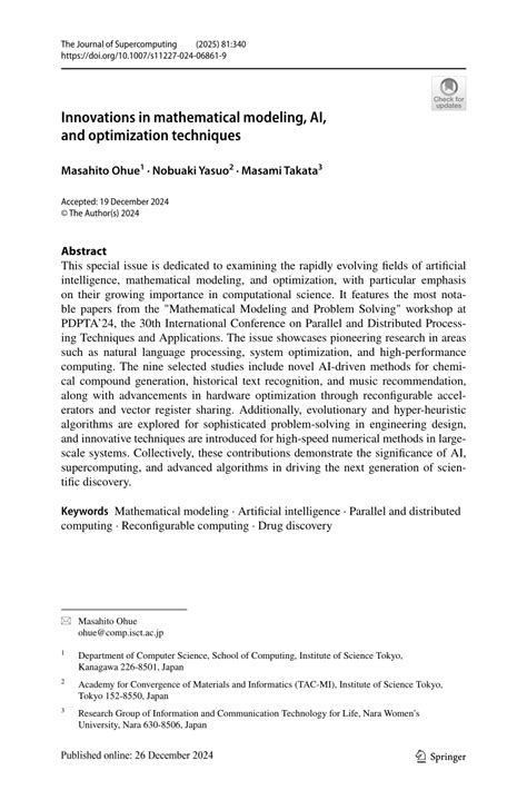 Innovations in mathematical modeling, AI, and optimization techniques ... - wintechmobiles.com