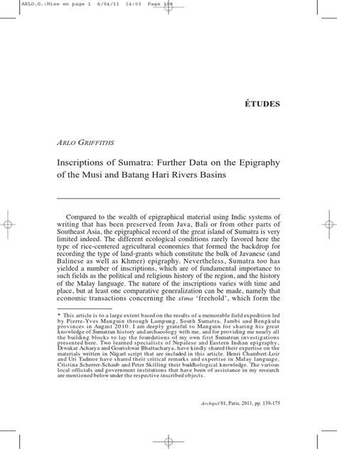 Inscriptions of Sumatra: Further Data on the Epigraphy of the ... - scite - wintechmobiles.com