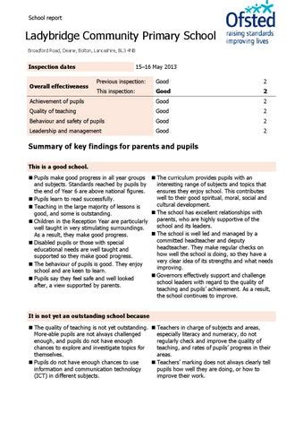 INSPECTION REPORT LADYBRIDGE COMMUNITY PRIMARY …