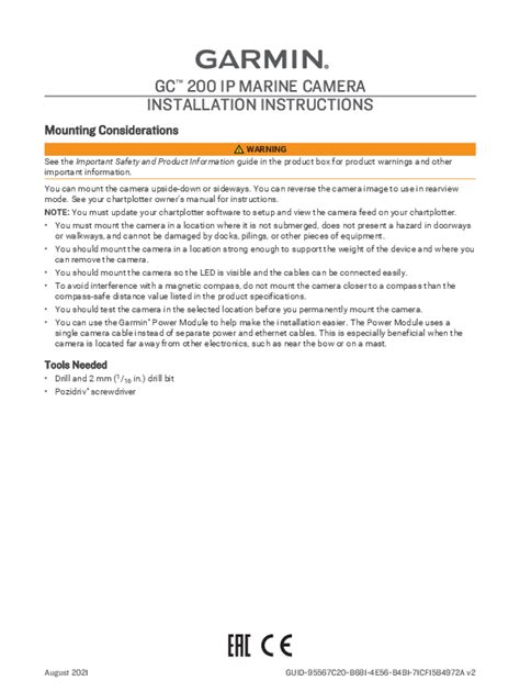 INSTALLATION GC 200 IP INSTRUCTIONS - Garmin