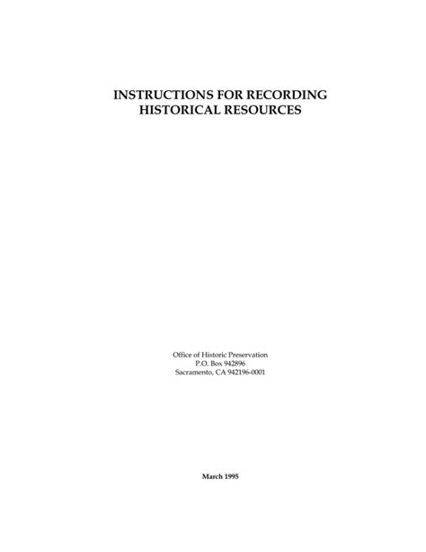 INSTRUCTIONS FOR RECORDING HISTORICAL RESOURCES - muktibox.com