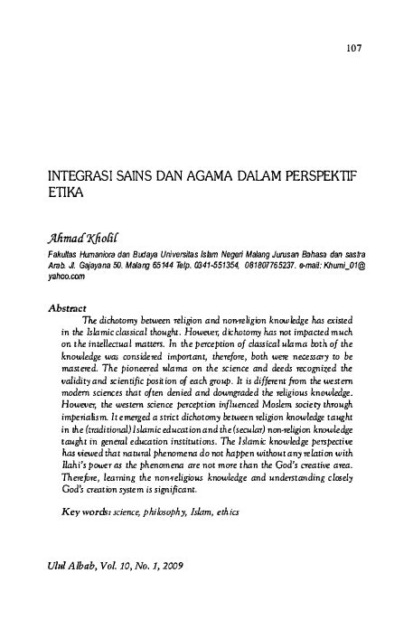 INTEGRASI SAINS DAN AGAMA DALAM PERSPEKTIF … - wintechmobiles.com
