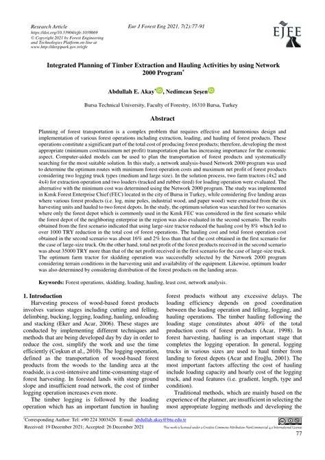 Integrated Planning of Timber Extraction and Hauling … - raincitystudios.com