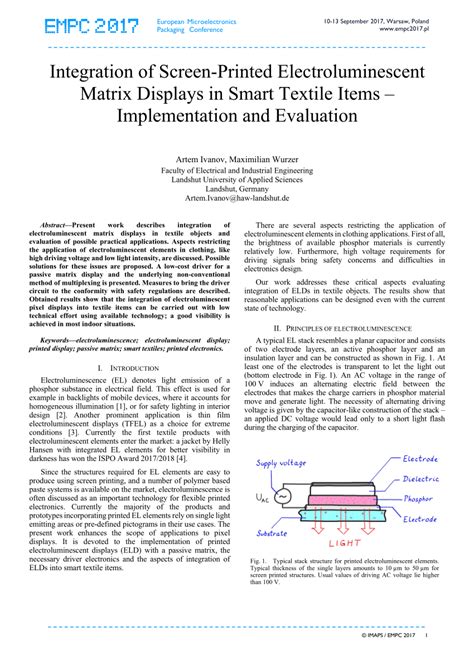 Integration of Screen-Printed Electroluminescent Matrix Displays in ... - wintechmobiles.com