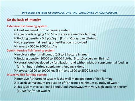 Intensity of inputs and stocking density based aquaculture - raincitystudios.com