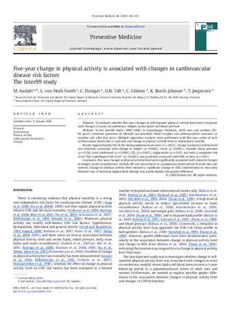 INTER99   Five Year Change In Physical Activity Is Associated - INTER99