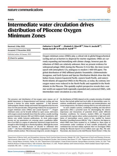 Intermediate water circulation drives distribution of Pliocene Oxygen ... - raincitystudios.com