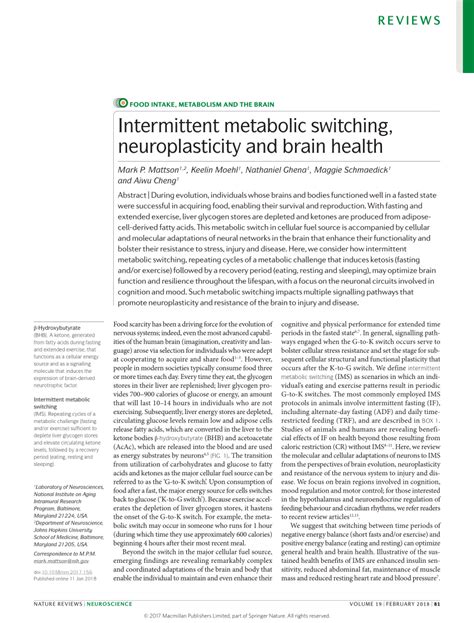 Intermittent metabolic switching, neuroplasticity and brain health ... - wintechmobiles.com