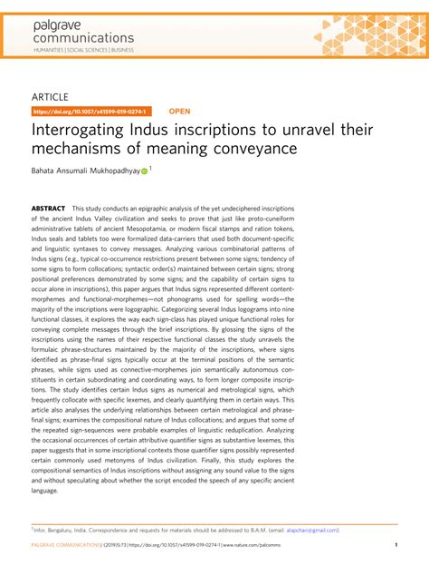 Interrogating Indus inscriptions to unravel their … - wintechmobiles.com