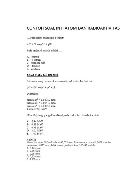 Inti Atom dan Radioaktivitas Serta Contoh Soal - wintechmobiles.com