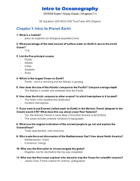 Introduction to Oceanography Final Study Guide - Studocu - raincitystudios.com