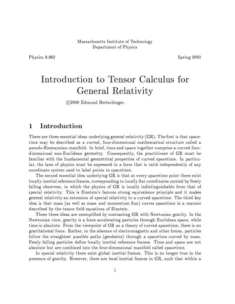 Introduction to Tensor Calculus for General Relativity - wintechmobiles.com