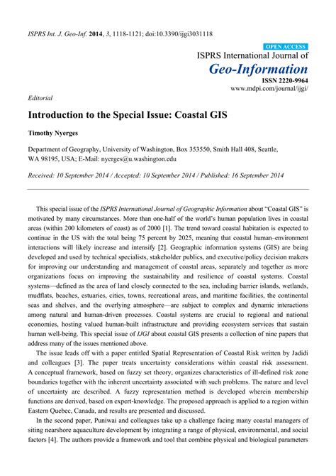 Introduction to the Special Issue: Marine and Coastal GIS for ... - raincitystudios.com
