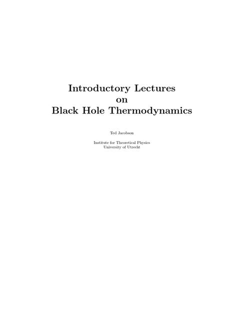 Introductory Lectures on Black Hole Thermodynamics - wintechmobiles.com
