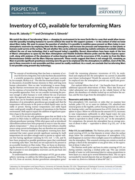Inventory of CO2 available for terraforming Mars - Nature - muktibox.com