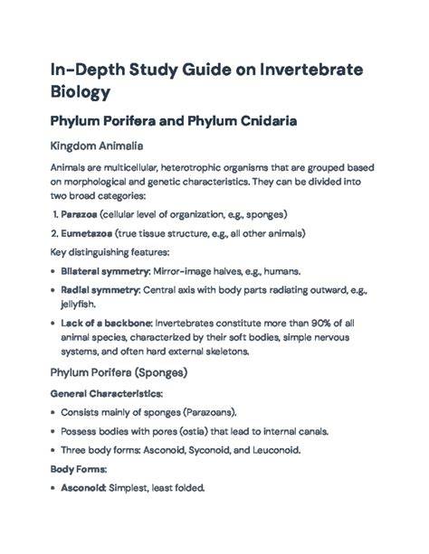Invertebrate Biology Study Guide - raincitystudios.com