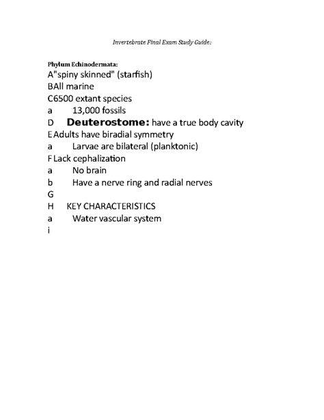 Invertebrate Final Exam Study Guide - Invertebrate … - raincitystudios.com