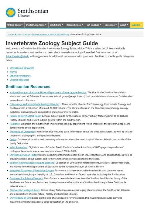 Invertebrate Zoology Research Guide - Smithsonian Libraries - raincitystudios.com