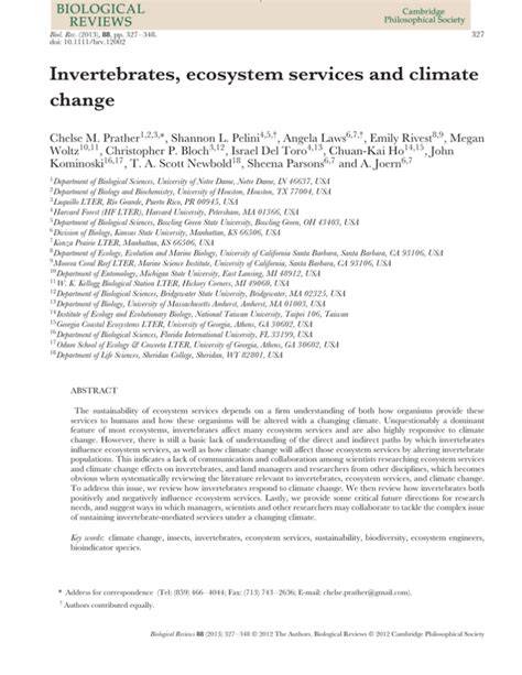 Invertebrates, ecosystem services and climate change - raincitystudios.com