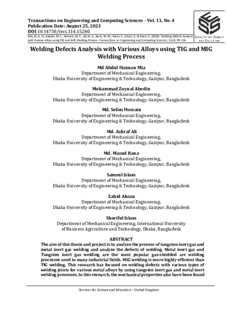 Investigation on welding defects of alloys using TIG and MIG welding - raincitystudios.com