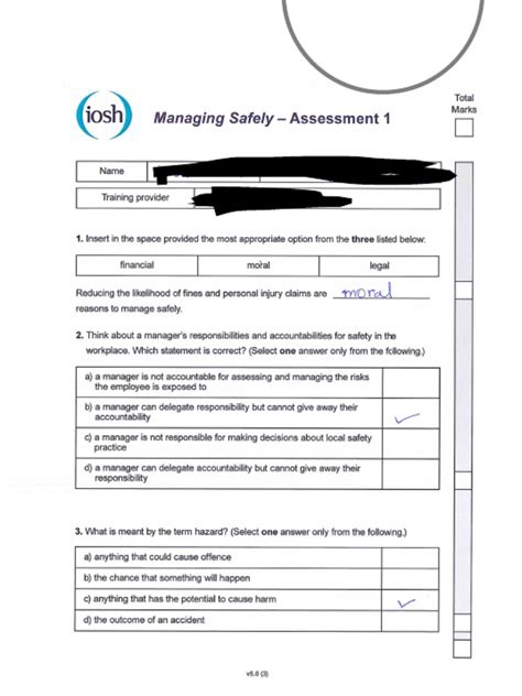 IOSH MS Question paper IOSH managing safely previous …