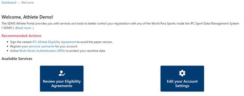 IPC SDMS Athlete Portal - db.ipc-services.org