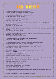 IQ Test with answers ESL worksheet by bobalim