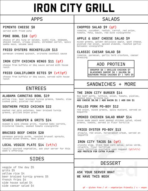 IRON CITY GRILL, Birmingham - Menu, Prices