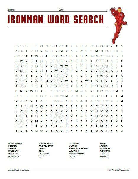 IRON MAN Word Search