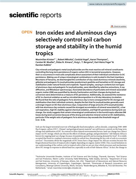 Iron oxides and aluminous clays selectively control soil ... - Nature - muktibox.com