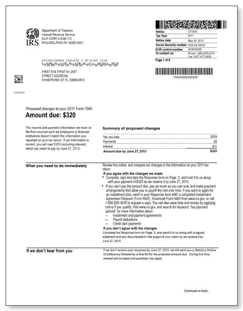 IRS Audit Letter CP2000 Sample 1